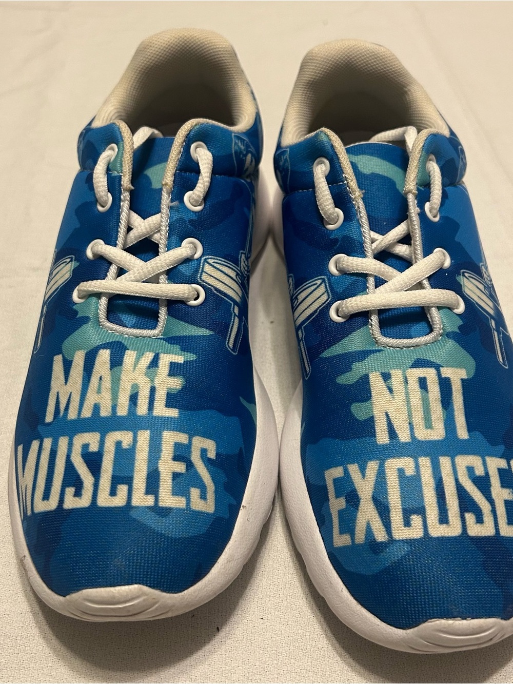 RAAD Shop Make Muscles Not Excuses Sneakers Blue Men’s 7.5 Women’s 9